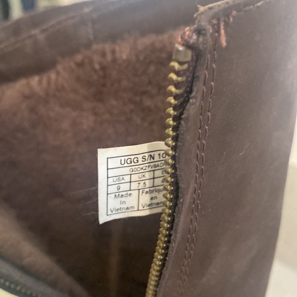 Brown Suede Ugg Zip Up Fur Lined Boot Sz 9 - Picture 6 of 7
